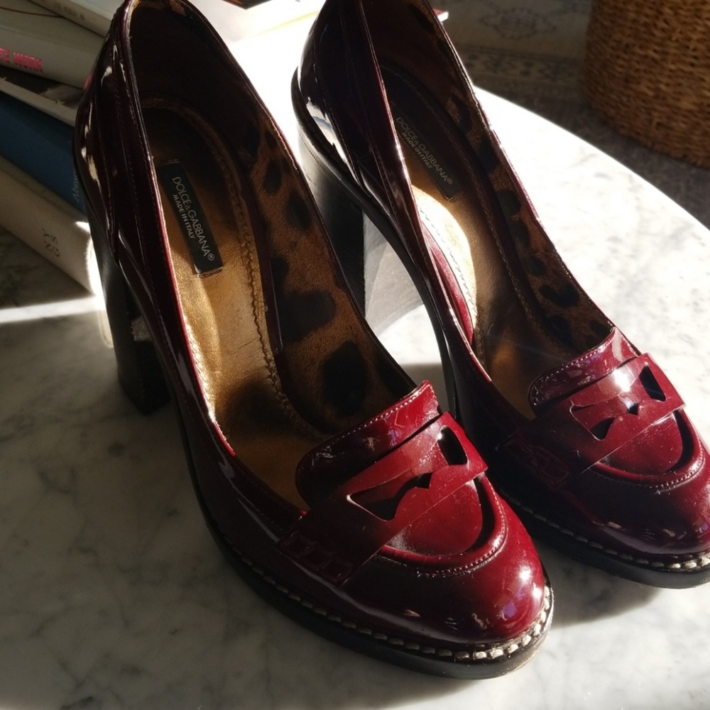 Dolce and Gabbana Maroon Patent Heels